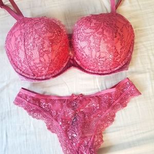 VS Pink Shimmer Lace Set